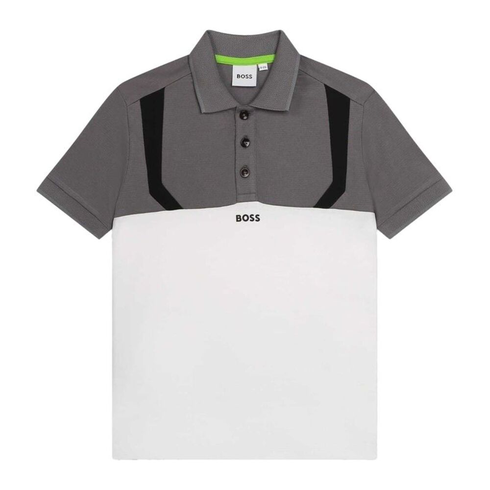 Boss Childrens/Kids Colour Block Short-Sleeved Polo Shirt / Medium Grey